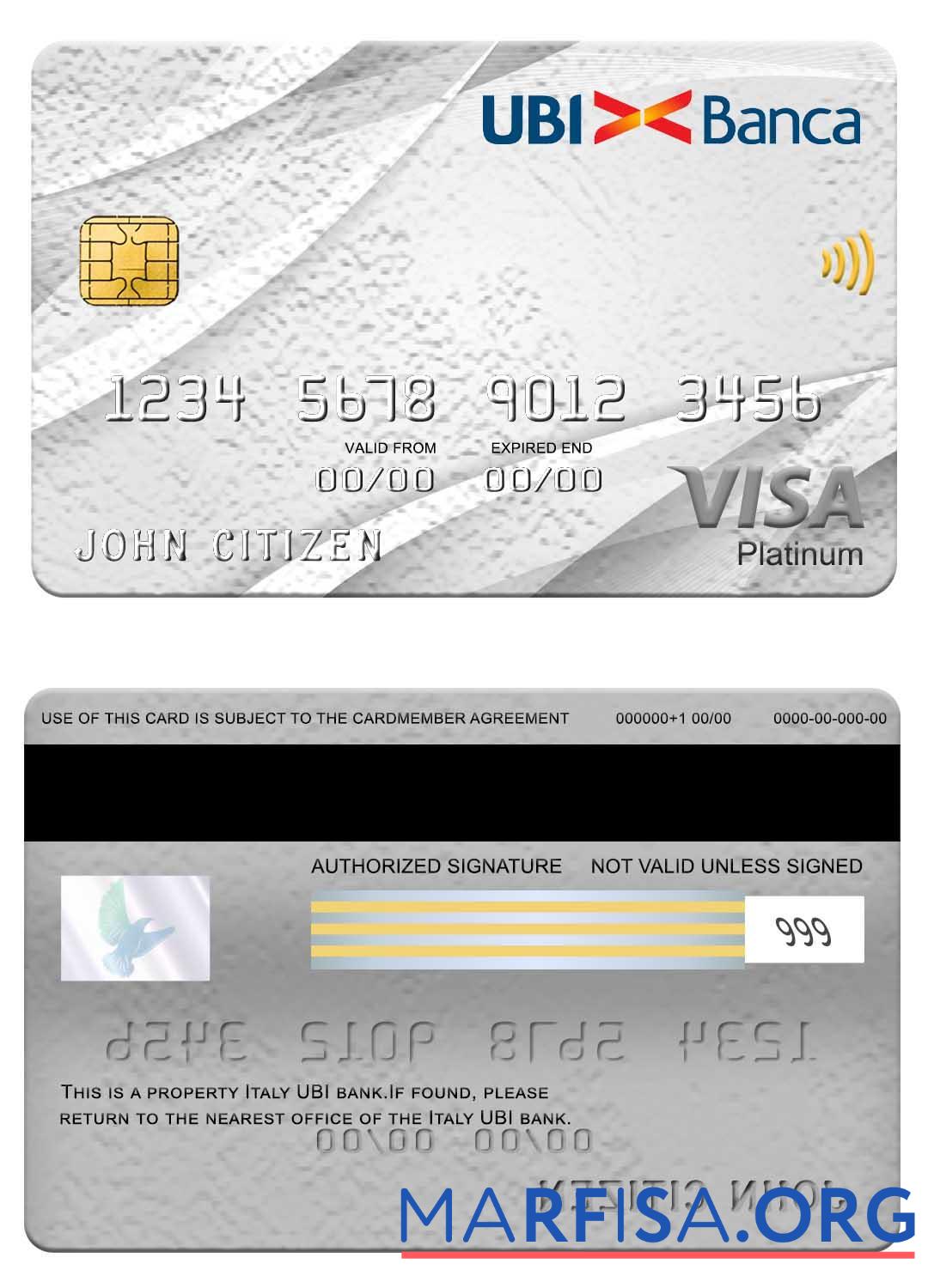 Realistic Italy UBI bank visa platinum card real example